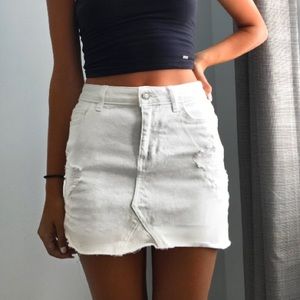 White Jean Skirt (Rips)
